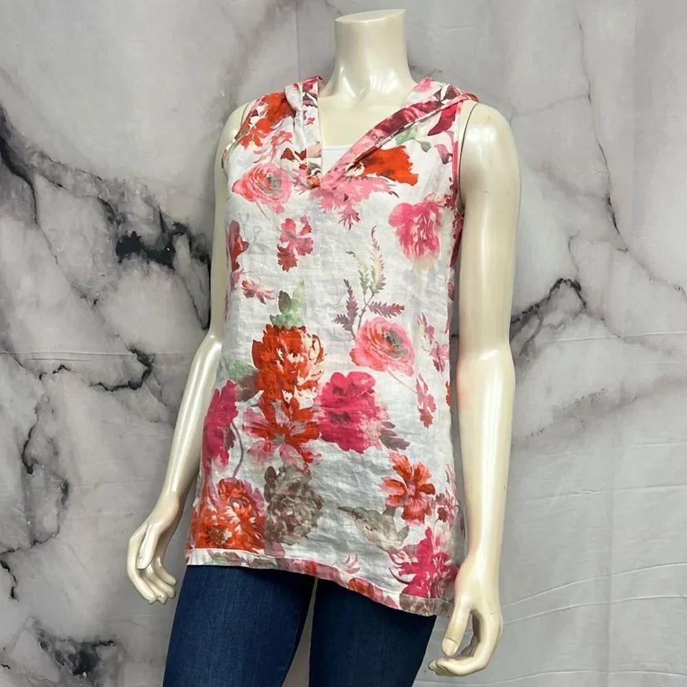 *Soft surrounding white pink linen tunic